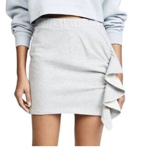 Rebecca Minkoff heathered grey cotton mini skirt side ruffles size small